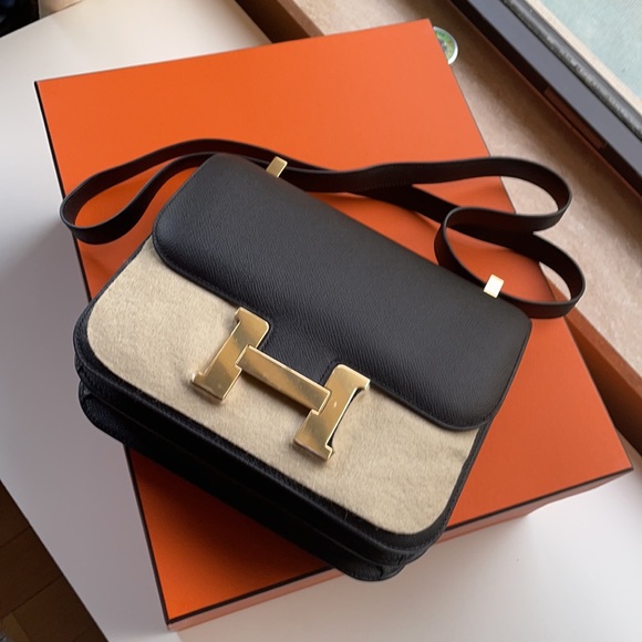 Hermes Handbags - hermes constance black 24”